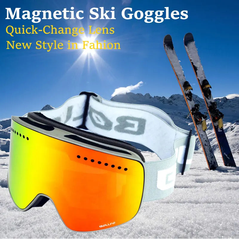 Ski Goggles with Magnetic Double Layer polarized Lens Skiing Anti-fog UV400 Snowboard Goggles Men Women Ski Glasses Eyewear case