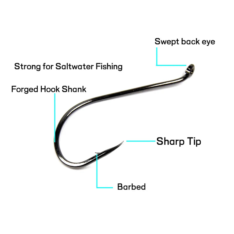 [100PCS/lot] Octopus Beak Hook Saltwater Fishing Hooks Fly Tying Hooks Tip Wholesale Wifreo Promotion Black Nickle