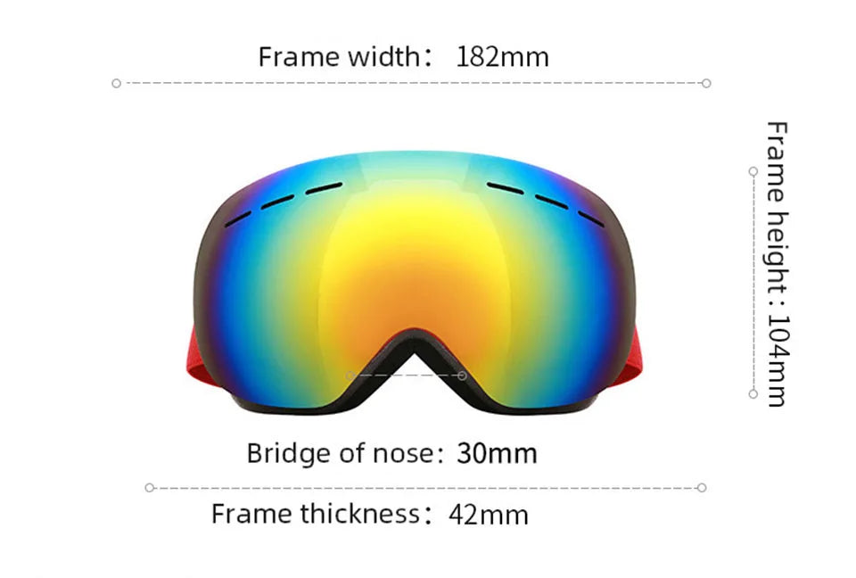 GOBYGO New Skiing Eyewear Cycling Sunglasses Men Women Ski Goggles UV400 Anti-fog Big Ski Mask Glasses Snow Snowboard Polarized