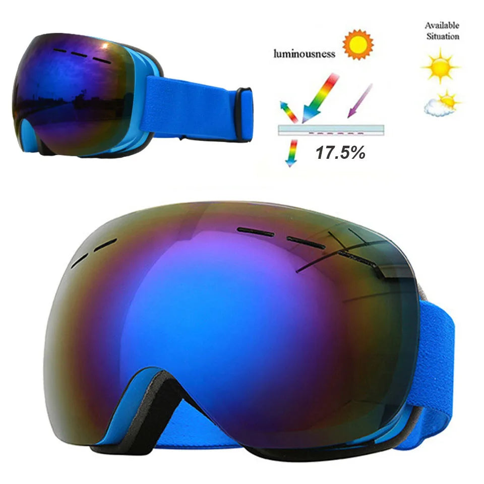 GOBYGO New Skiing Eyewear Cycling Sunglasses Men Women Ski Goggles UV400 Anti-fog Big Ski Mask Glasses Snow Snowboard Polarized