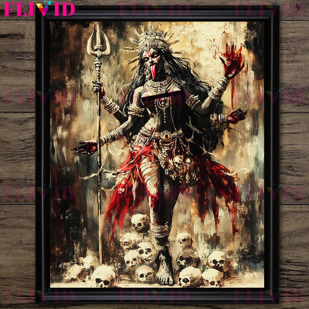 Ancient Egyptian God And Indian Four Hands Goddess Vintage Wall Art Canvas Painting,Lilith,Nyx Kali Goddess Art Poster And Print