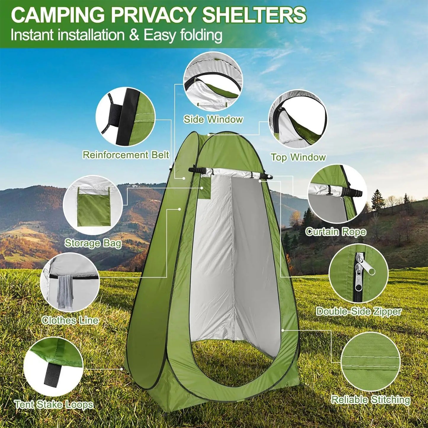 Portable Outdoor Privacy Shower Tent/ Movable Toilet/Enclosure Warm Bathing Shelter/camping Shower/ Sun Rain Shelter