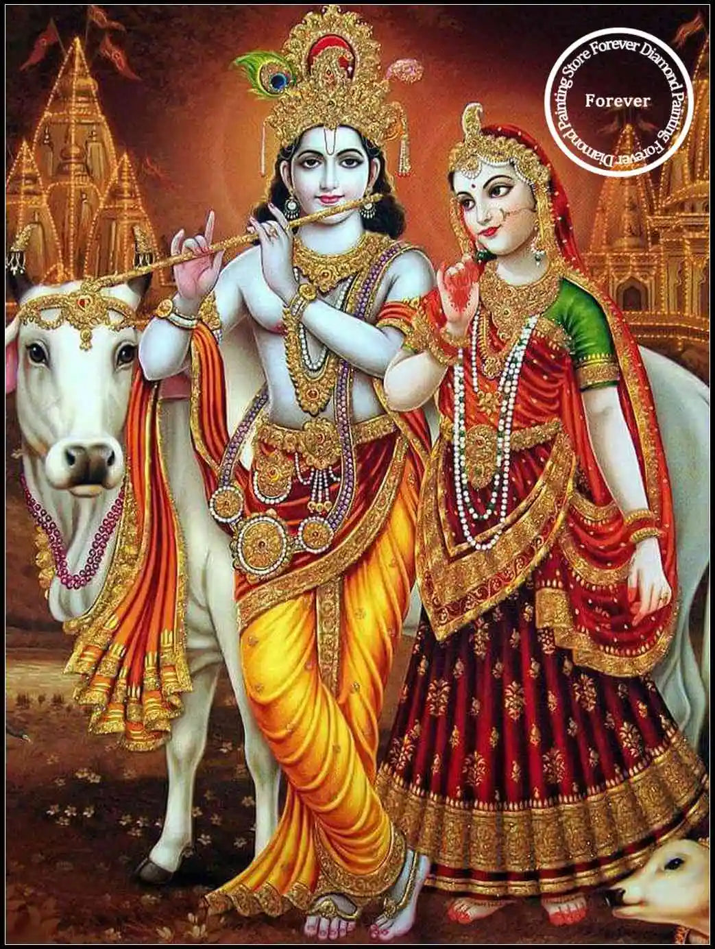 Indian God Radha Krishna Wall Art Full Diamond Painting Hindu Art Cross Stitch Embroidery Picture Mosaic Craft Living Room Decor