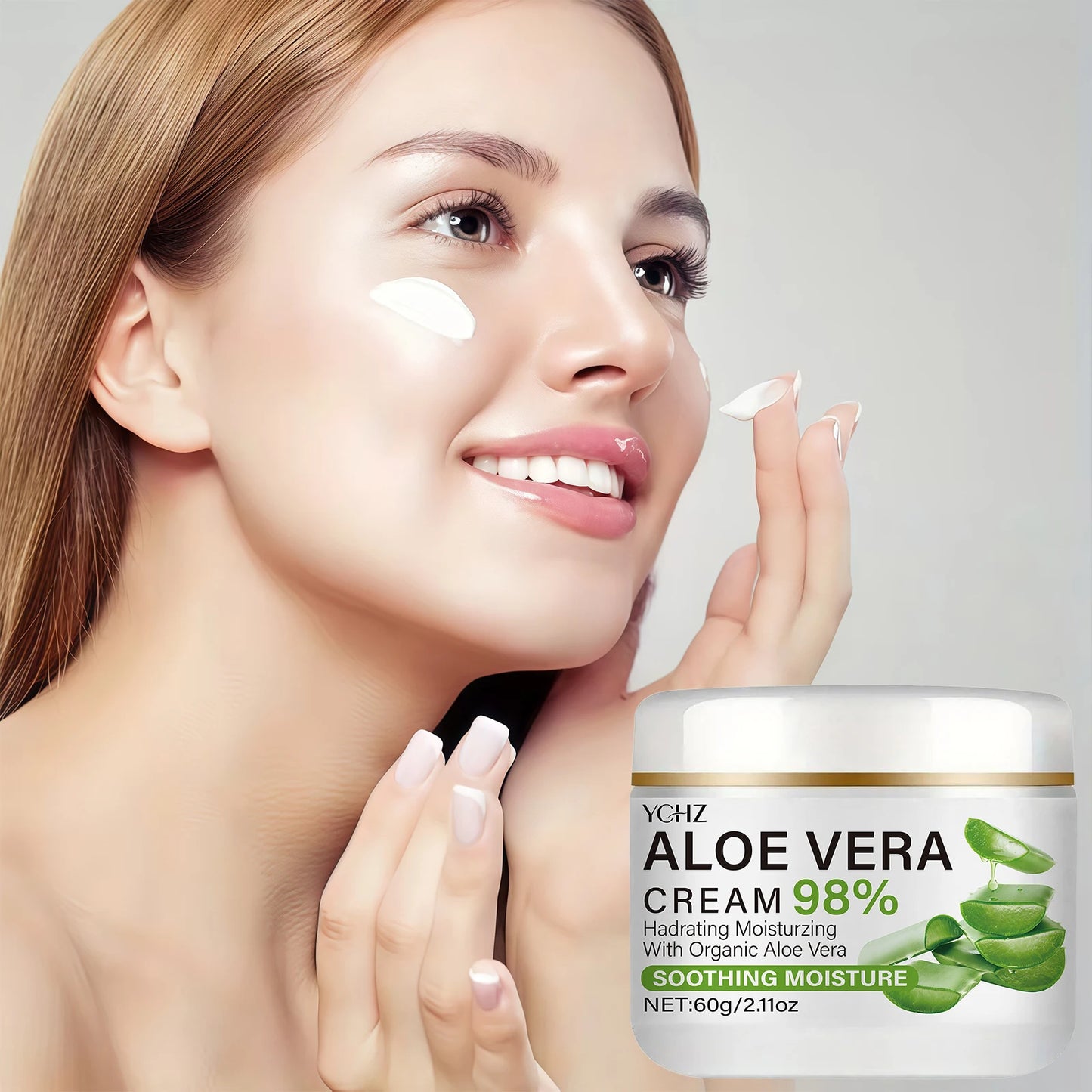 Aloe Vera Face Cream, Containing 98% Pure Aloe Vera Ingredients, Is Hydrating and Easy to Absorb, Effectively Protecting and Nourishing the Skin, Suitable for Daily Skin Care for Both Men and Women