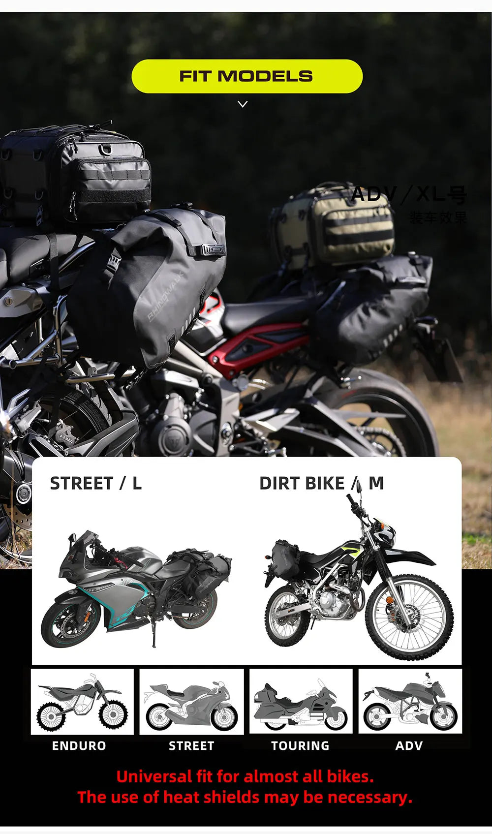 Rhinowalk Motorcycle Side Bag 2PC 100% Waterproof 18L/28L/48L Motorbike Saddle Bag Motor Pannier Bag Saddle Bags Travel Luggage