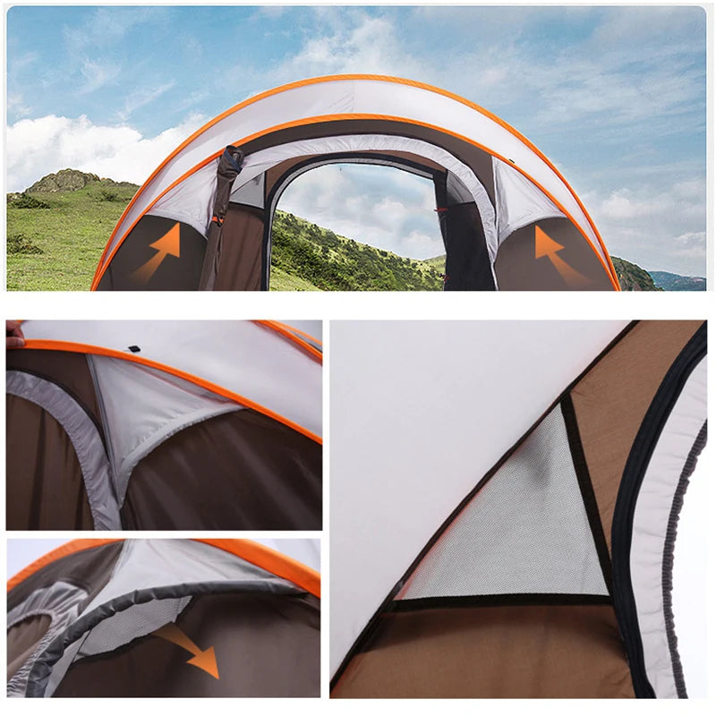 2-4Persons Throw Tent Automatic Waterproof Large Space Family Outdoor Camping Portable Tourist Self-driving BBQ Equipment