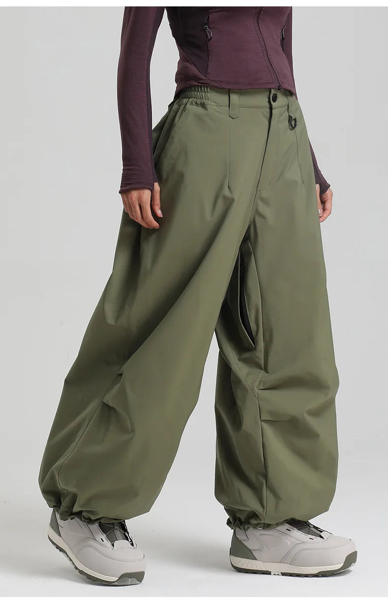 New Loose Ski Pants Women Outdoor Snowboard Windproof Waterproof Warm Solid Work Wear Clothes Breathable Skiing Trousers Men