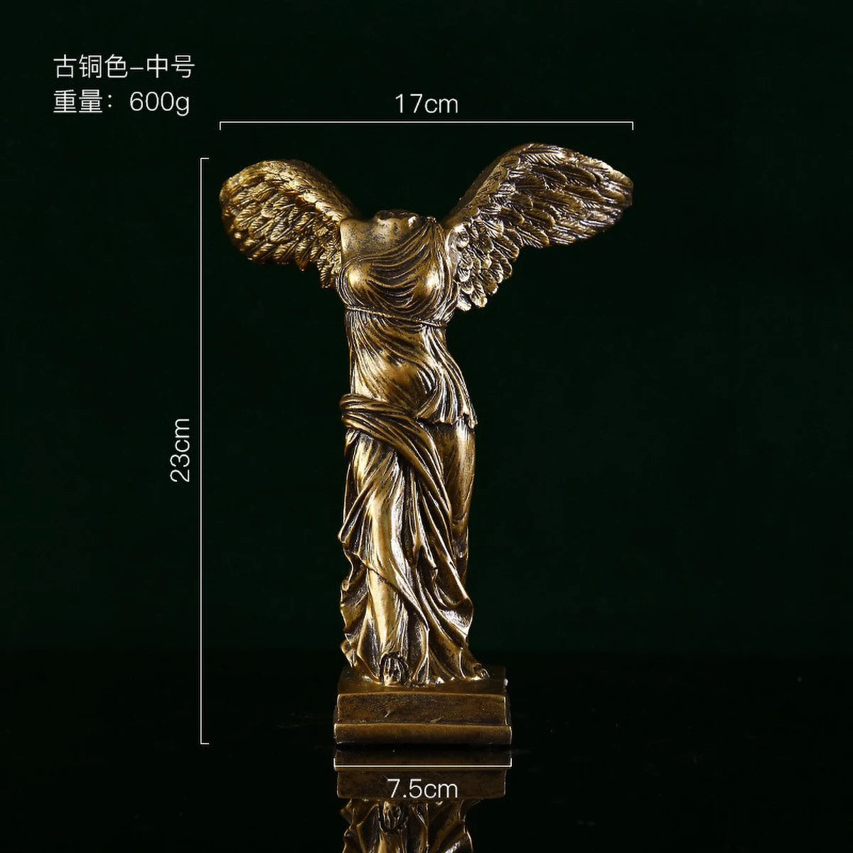 Victory Goddess Statue - Greek Mythology Resin Sculpture for Home Decor, Office Desk Ornament with Gold Finish Art Craft