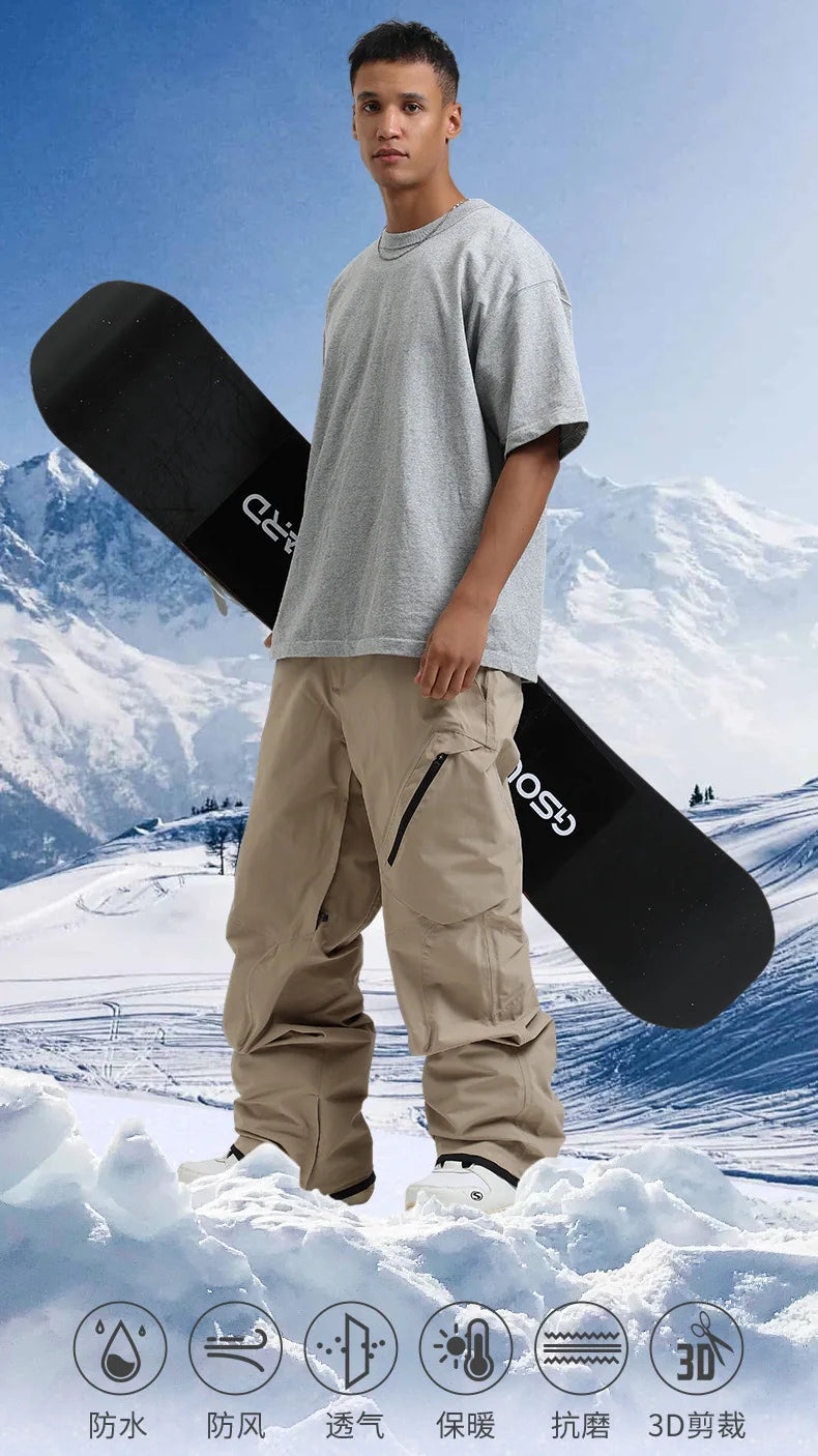 GSOU SNOW Women Men Ski Pants Snowboard Pants Super Baggy Snowboarding Loose Snow sport Insulation Waterproof Windproof