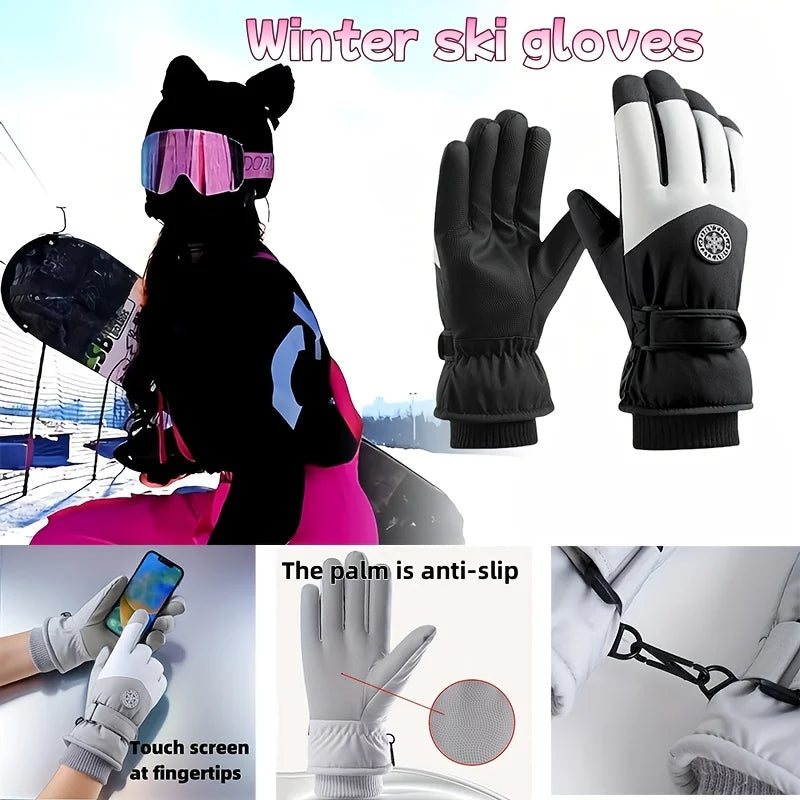 Ski Gloves Winter Gloves for Women Men Snowboard Mittens Touchscreen Gloves Snowmobile Motor Waterproof Thermal Snow Gloves