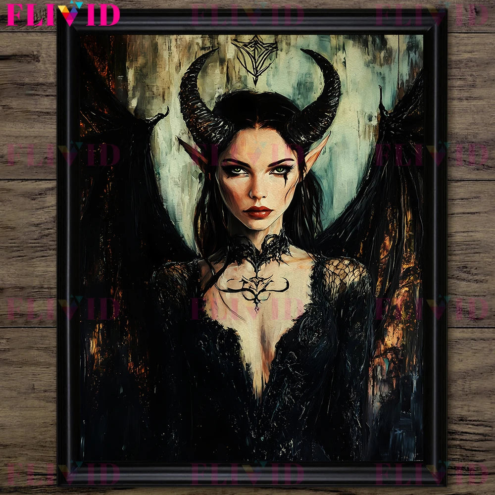 Ancient Egyptian God And Indian Four Hands Goddess Vintage Wall Art Canvas Painting,Lilith,Nyx Kali Goddess Art Poster And Print