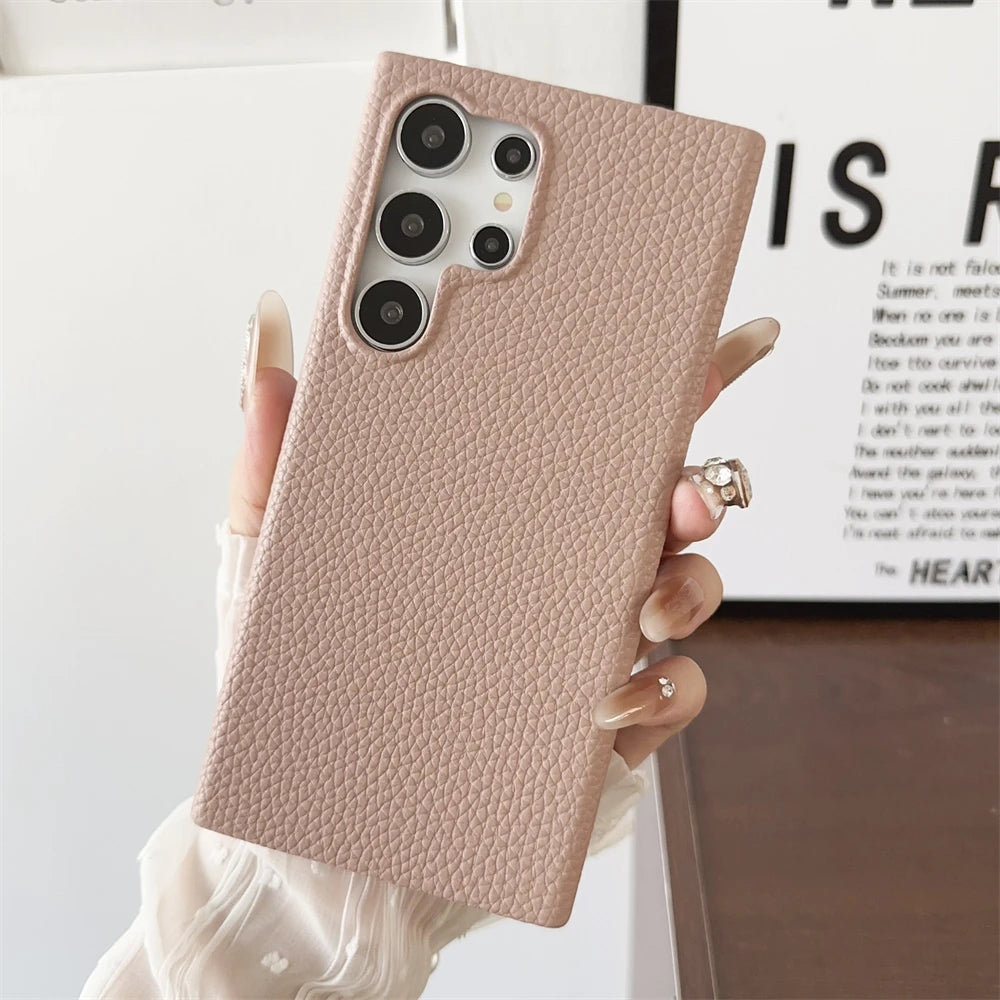 Luxury Lambskin Leather Phone Case For Samsung S22 Plus S23FE S24 Ultra A55 A35 A25 A15 A54 A34 A24 A14 A53 A33 A13 A22 PU Cover