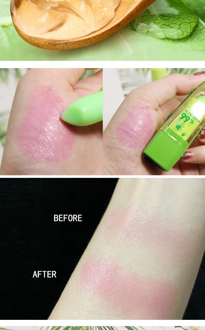 Aloe Vera Color-changing Lipstick,Moisturizes Hydrates Waterproof Non-sticky Long-lasting Tinted Lip Gloss