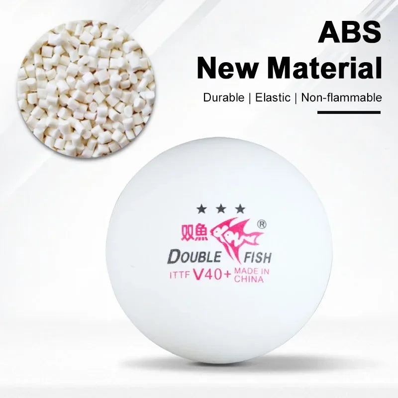 Double Fish 3 Star Table Tennis Balls V40+ Special Ping Pong Balls for WTT ABS New Material Seamed Balls for Competition 6/Pack