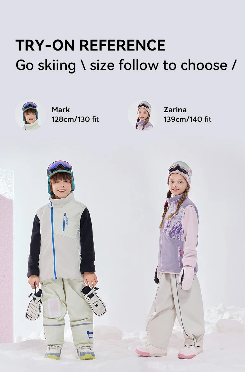 VECTOR Children Boy and Girl Color Clash Fleece Vest Mid Layer Warmth Lock Warm Quick Drying Ski Outdoor Sports Skiing Hiking