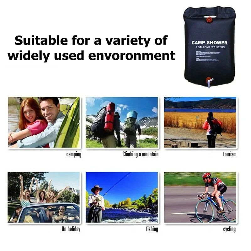 20/40L foldable water bag Camping Solar shower Bag Outdoor bathing Sun Compact Hot water shower bag Scrub pool accessories
