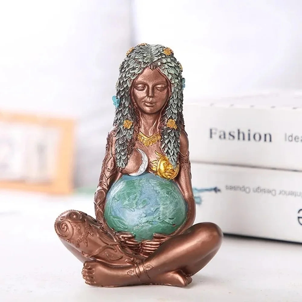 Goddess Statue Gaia Statue Mother Earth Nature Resin Spiritual Figurine Home Room Decor Garden Decoration Earth Day Decoration