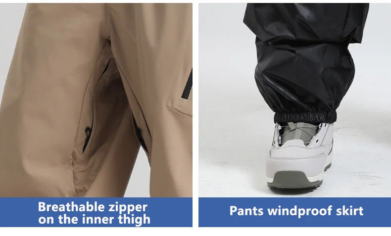 New Loose Ski Pants Women Outdoor Snowboard Windproof Waterproof Warm Solid Work Wear Clothes Breathable Skiing Trousers Men