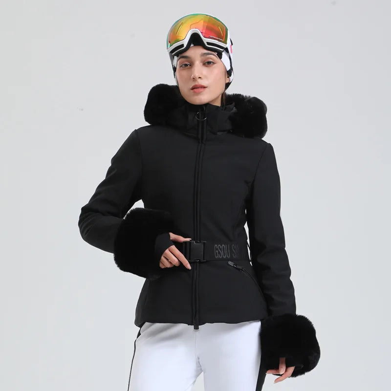 Gsou Snow 2025 Women's Slim Fit Ski Jancket  Waterproof Windproof Thermal Insulated  Snow coat Breathable Winter Sports