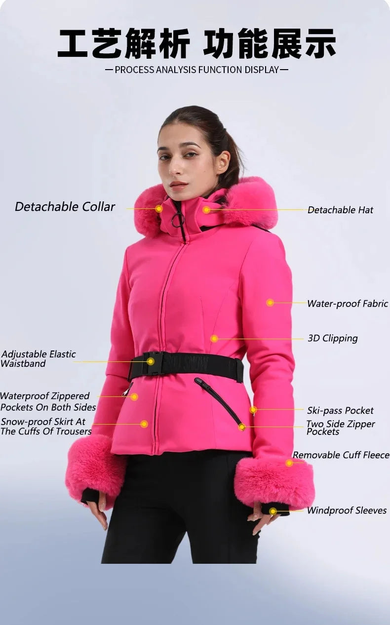 Gsou Snow 2025 Women's Slim Fit Ski Jancket  Waterproof Windproof Thermal Insulated  Snow coat Breathable Winter Sports