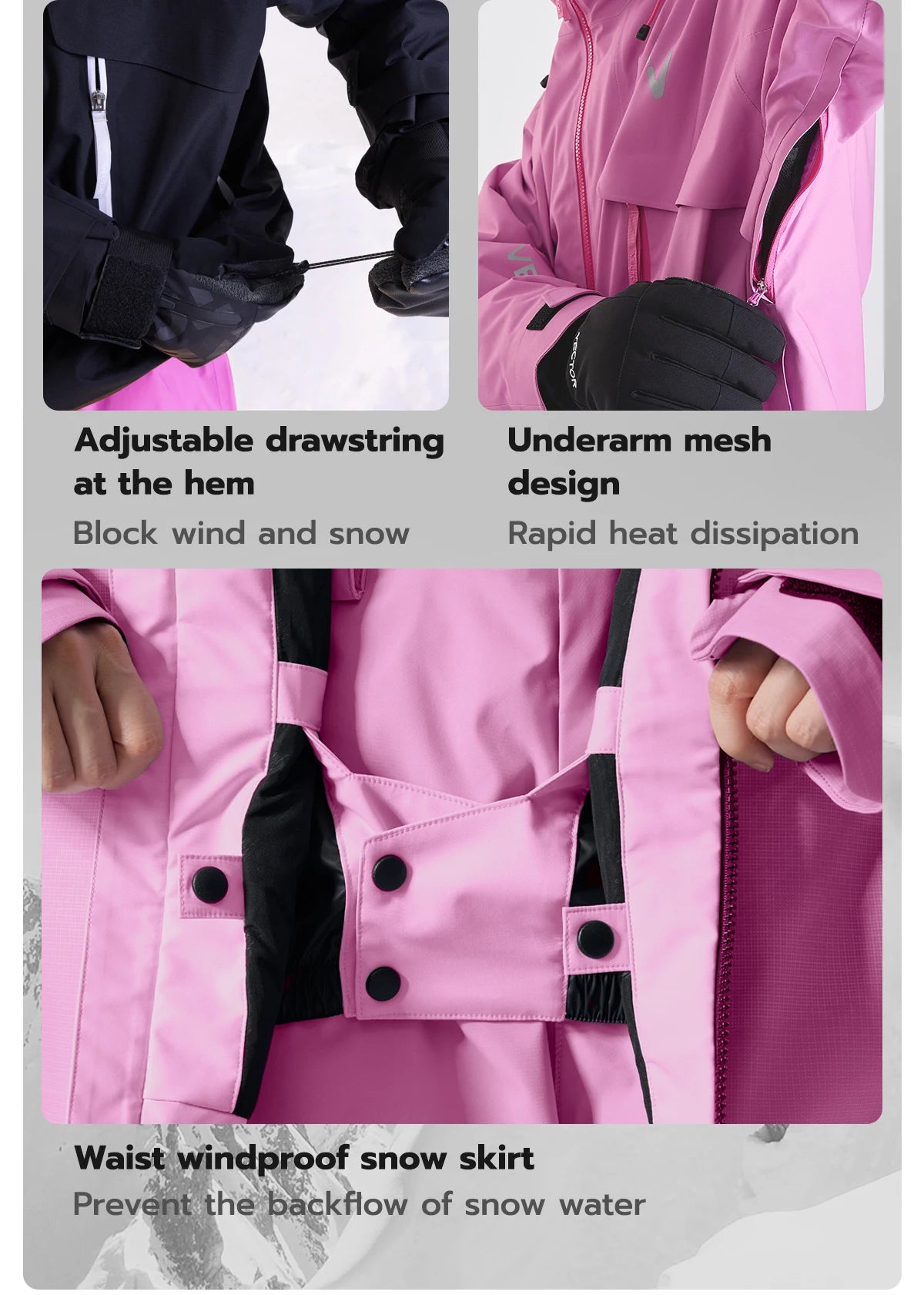 VECTOR Men Women 3L Cotton Ski Jacket Ski Pants Winter Warm Windproof Waterproof Outdoor Sports Snowboard Ski Coat Trousers