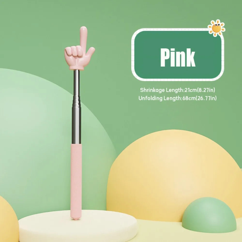 Durable Stainless Steel Teaching Pointer Telescopic Rod Finger Design Finger Reading Sticks Classroom Finger Pointer Students