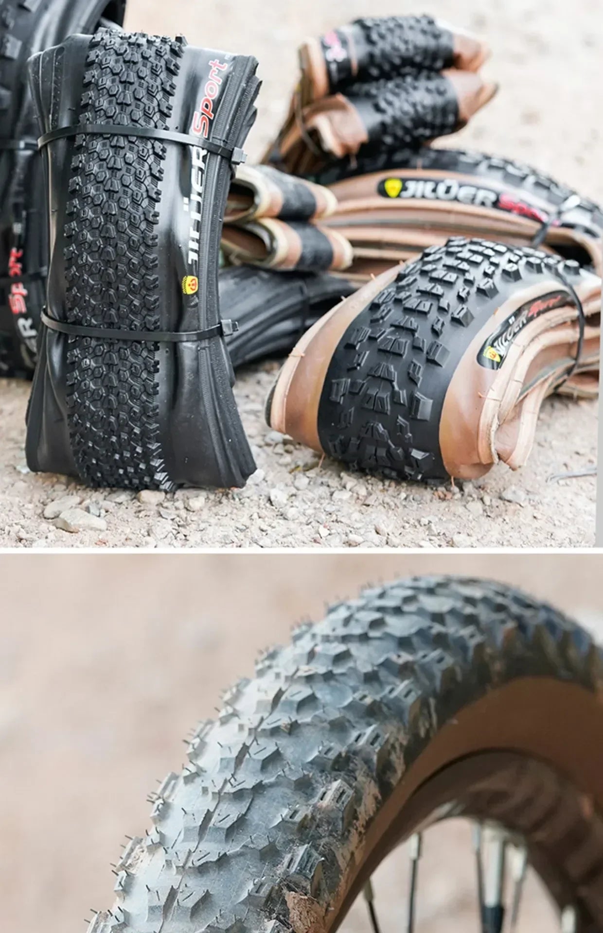 JILUER Folding Tire for Mountain and Road Bikes  27.5" Puncture-Resistant, 29" & 700c Sizes, Ultralight with Yellow Sidewalls