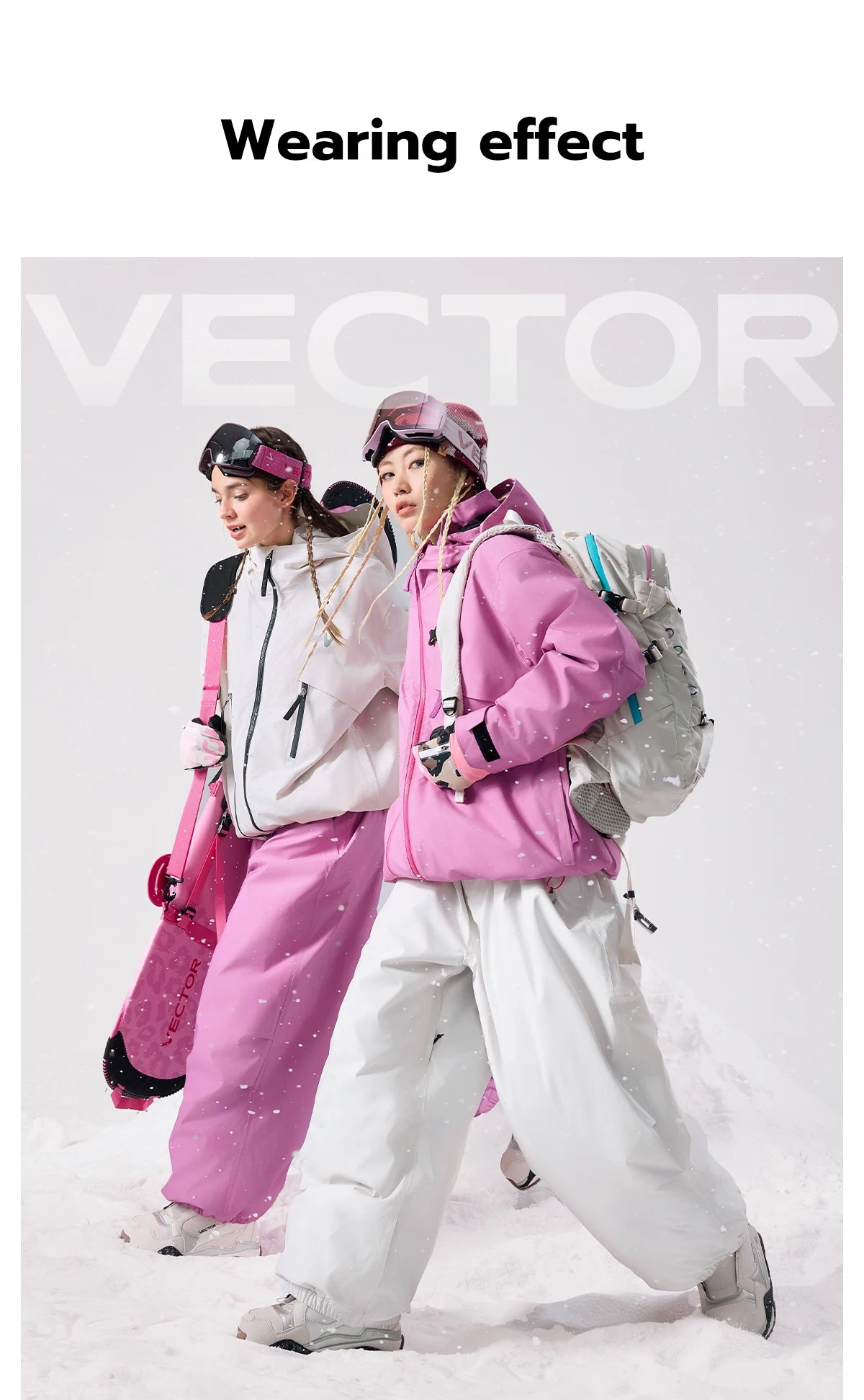 VECTOR Men Women 3L Cotton Ski Jacket Ski Pants Winter Warm Windproof Waterproof Outdoor Sports Snowboard Ski Coat Trousers