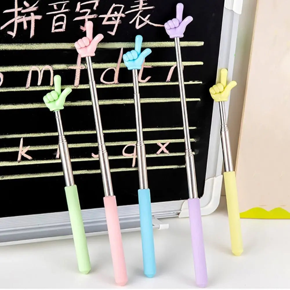 Durable Stainless Steel Teaching Pointer Telescopic Rod Finger Design Finger Reading Sticks Classroom Finger Pointer Students