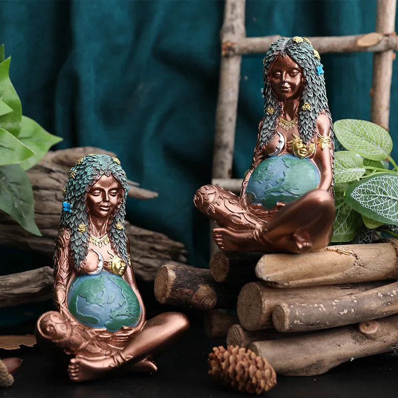 Goddess Statue Gaia Statue Mother Earth Nature Resin Spiritual Figurine Home Room Decor Garden Decoration Earth Day Decoration