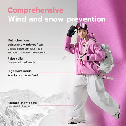 VECTOR Men Women 3L Cotton Ski Jacket Ski Pants Winter Warm Windproof Waterproof Outdoor Sports Snowboard Ski Coat Trousers