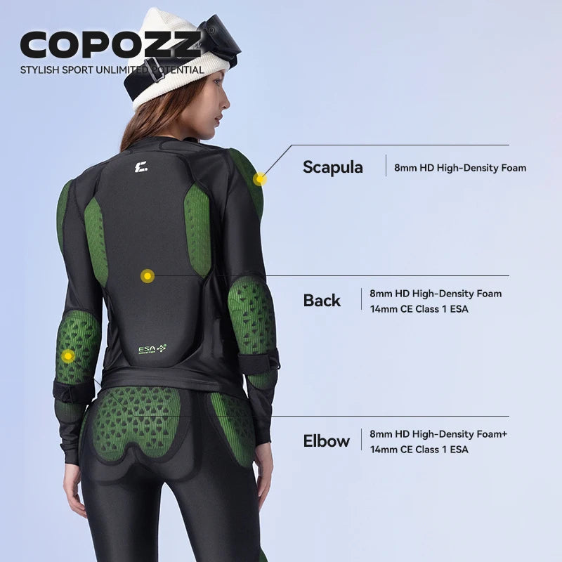 COPOZZ ESA Anti-Collision Back Chest Impact Protection Motorcycle Inner Jacket Clothes Full Body Ski Armour Protector Pants