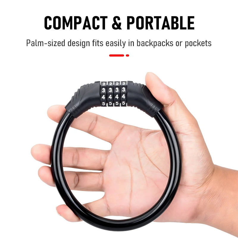 Easy-to-Use 4-Digit Combination Bike Lock - Compact & Portable for Mountain Bikes Scooters & Motorcycles