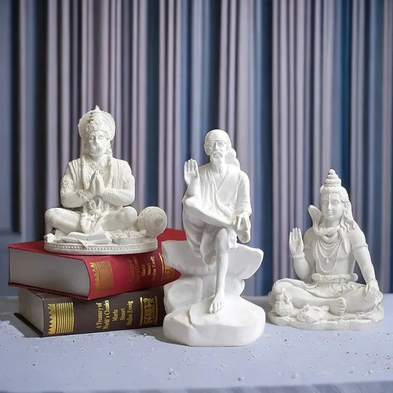 Resin Indian Ganesha Shiva God Statue Sai Baba of Shirdi Sculpture Lord Hanuman Hindu Buddha Religious Fengshui Home Decor