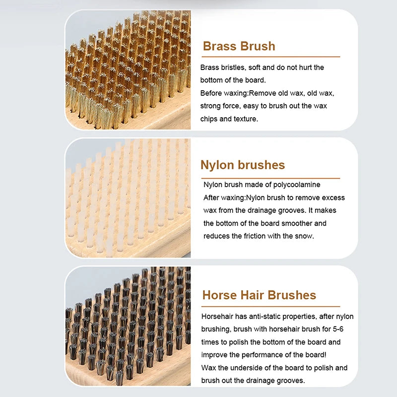 Ski Brush Snowboard Tool Ski Wax Brush Ski Brushes Snowboarding Ski Waxing Brush Kit Snowboard Accessories Snowboards Brush