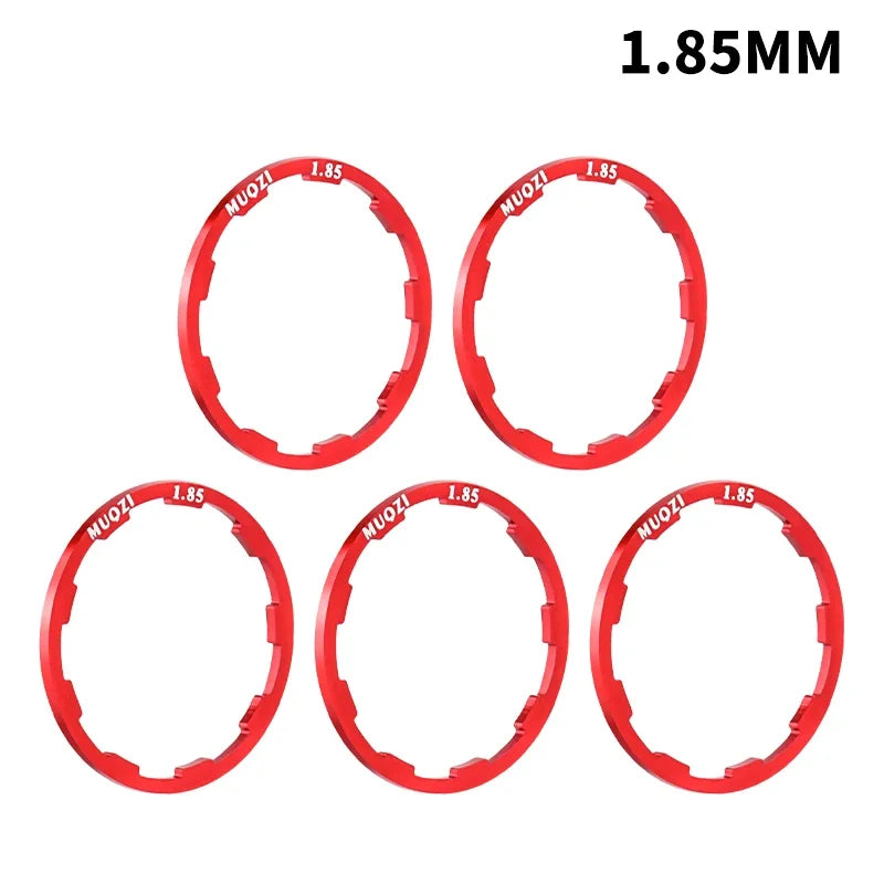 MUQZI 5pcs Cassette Washer 1mm 1.5mm 1.85mm 2mm 2.18mm 2.35mm 2.5mm Flywheel Spacer Bike Hub Washer