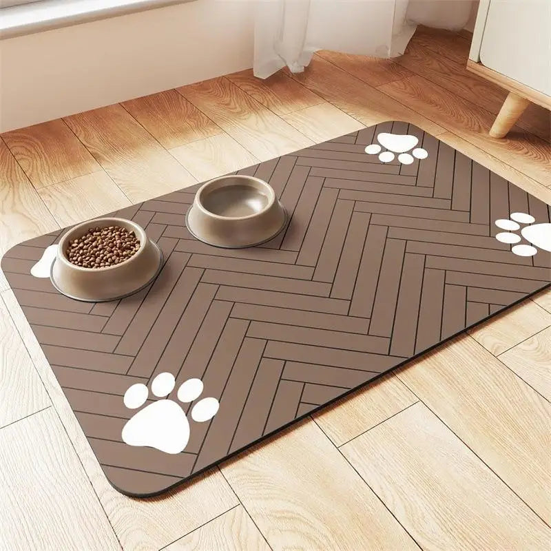 C Pet Feeding Mat-Absorbent Pet Placemat For Food And Water Bowl With Waterproof Rubber Backing Quick Dry Water Mat For Dog Cat
