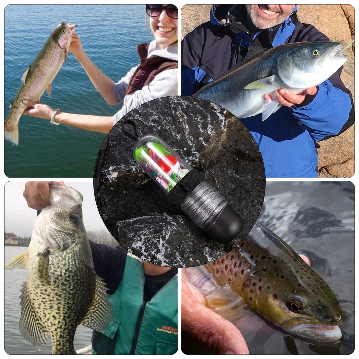 25pcs Survival Fishing Kit Pocket Reel Line Jig Head Hook Spoon Spinner Bait Hiking Camping Fishing Tool Bass Crappies Trout