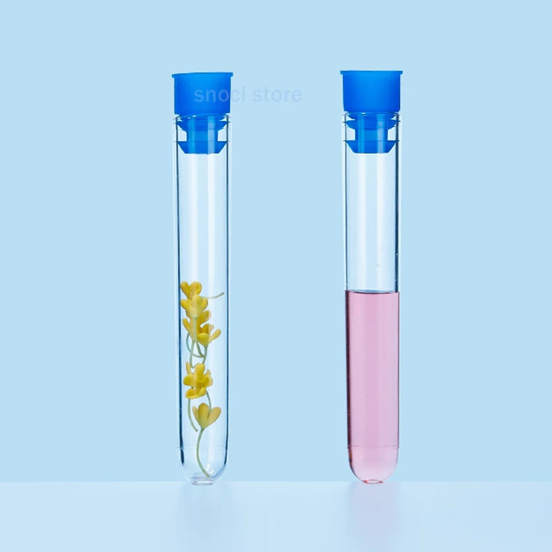 Clear Lab Transparent plastic test tube 10mm-25mm U-shaped bottom with cap tubes school education supplies Wedding Favours