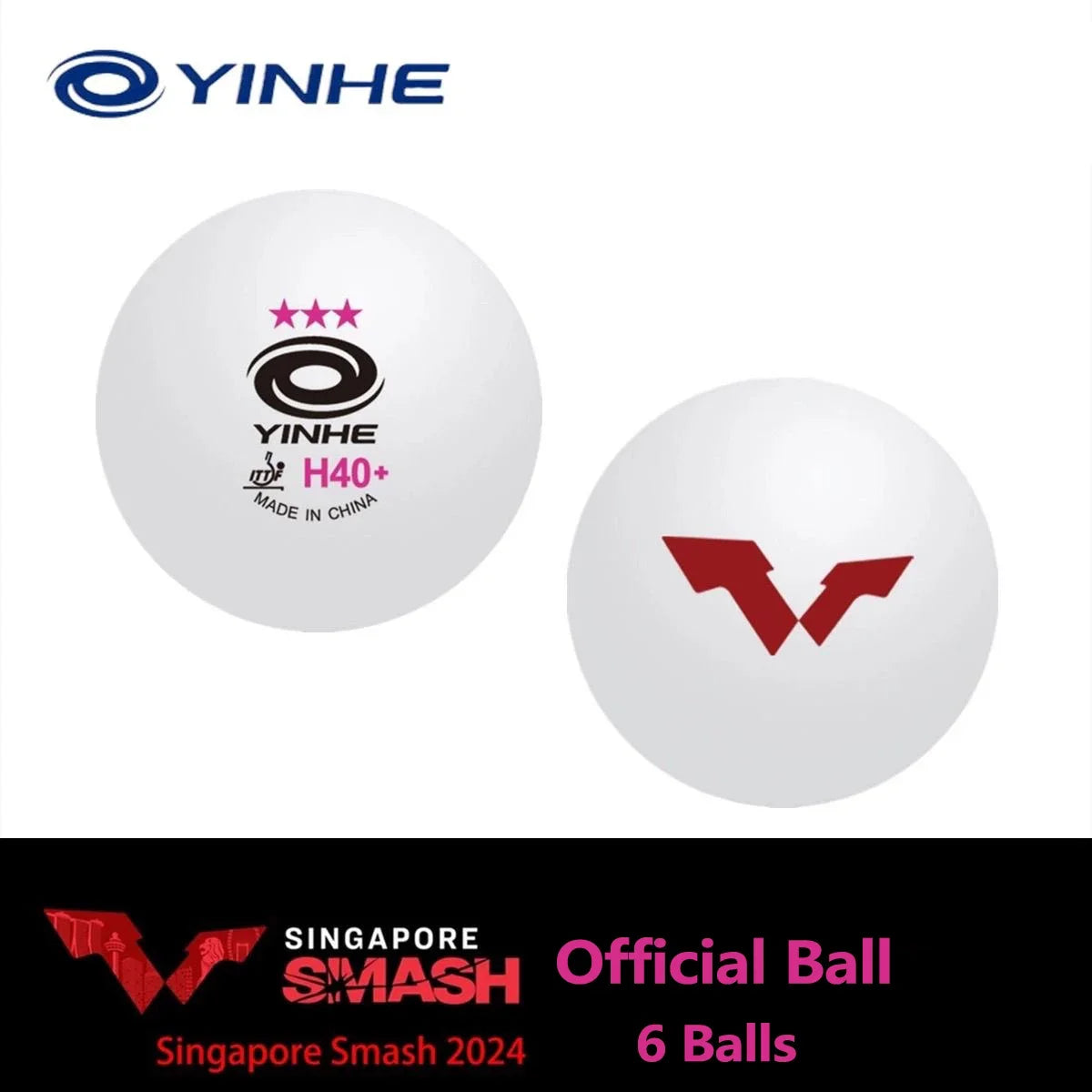 Original Yinhe WTT Ping Pong Balls 2024 Singapore Grand Slam Table Tennis Balls Seam H40+ ABS New Materials Ping Pong Balls