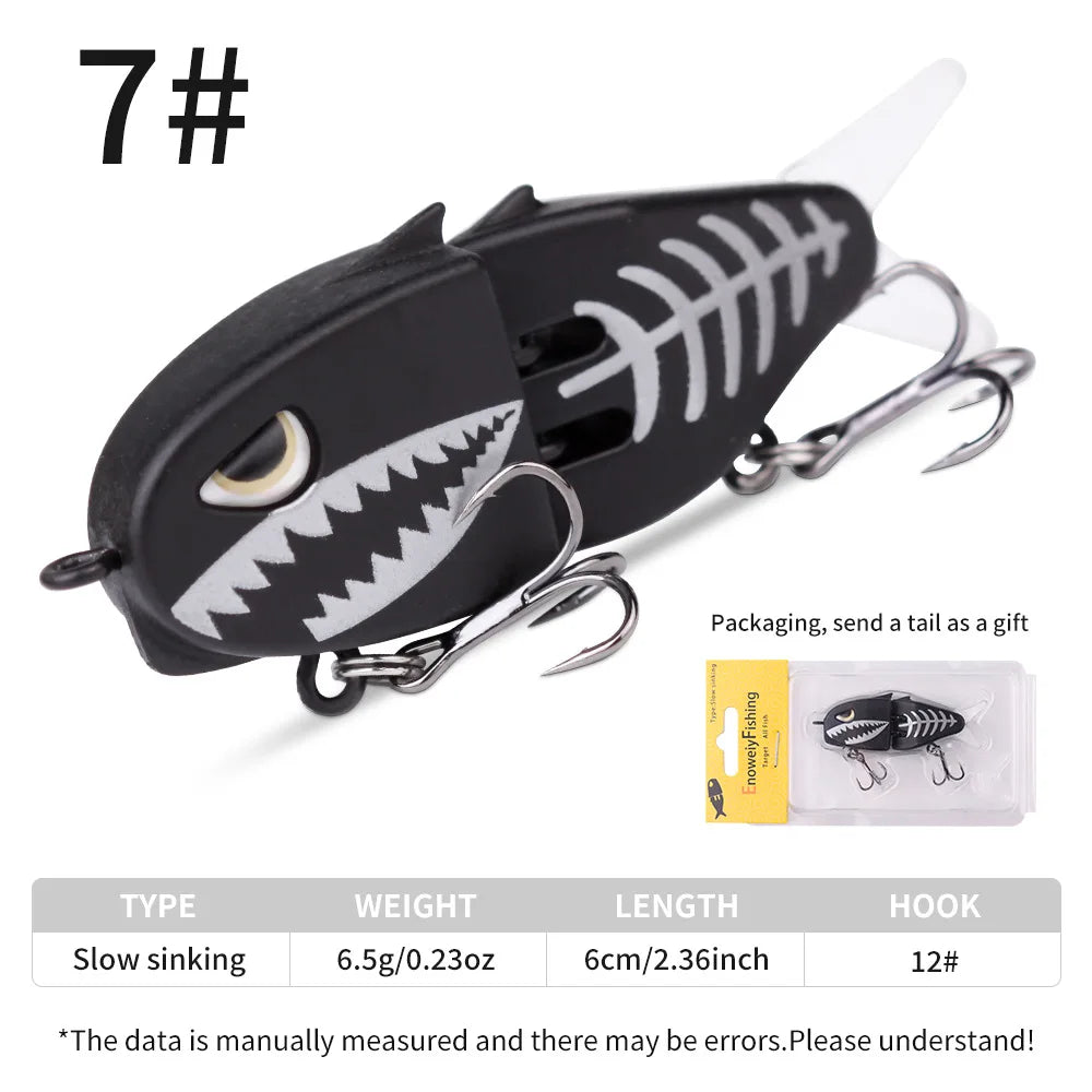 Fishing Lure Slow Sinking Swimbait 2 Joints Bait 60mm 6.5g 3D Eyes PVC Material for Bass Trout Predator Lure Pesca