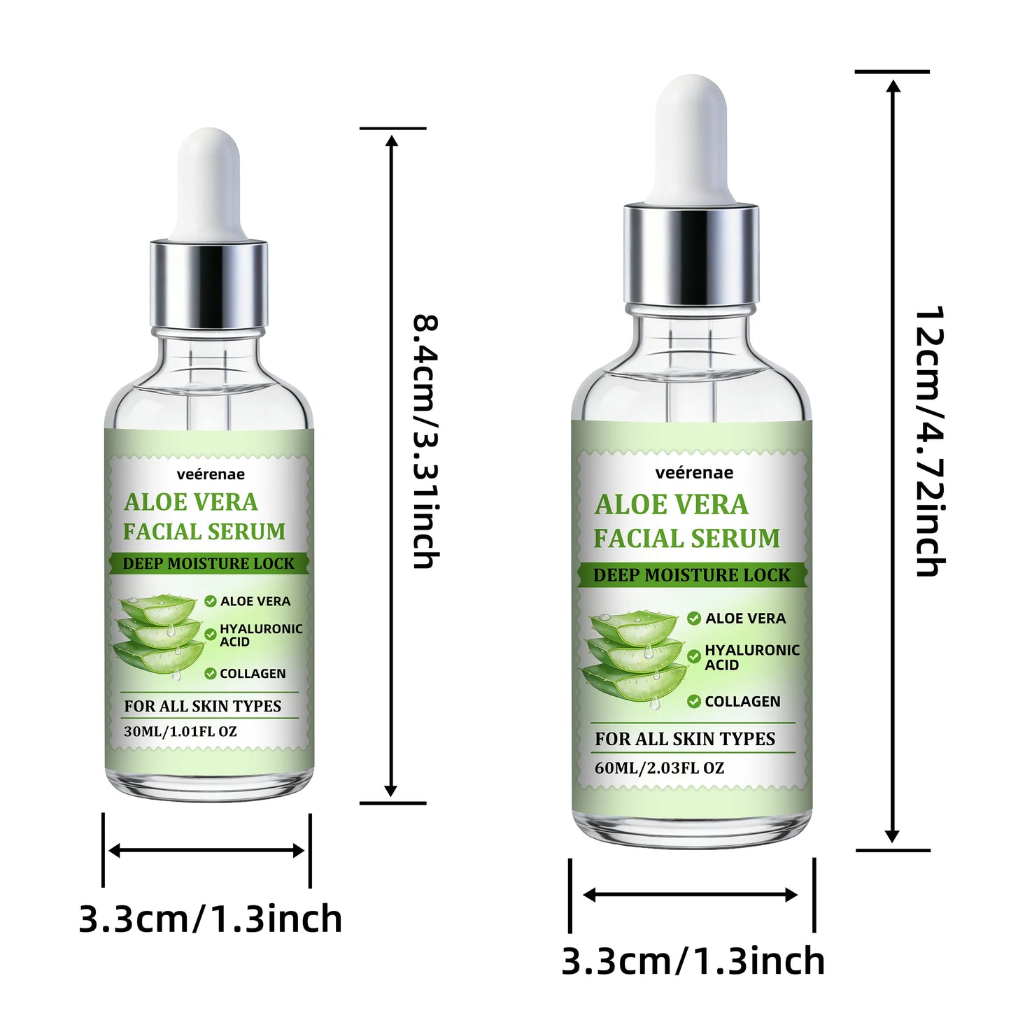 veérenae ALOE VERA FACIAL SERUM - Hydrating & Soothing, Oil‑Free, Quick‑Absorbing & Non‑Greasy, Perfect for Daily Skincare