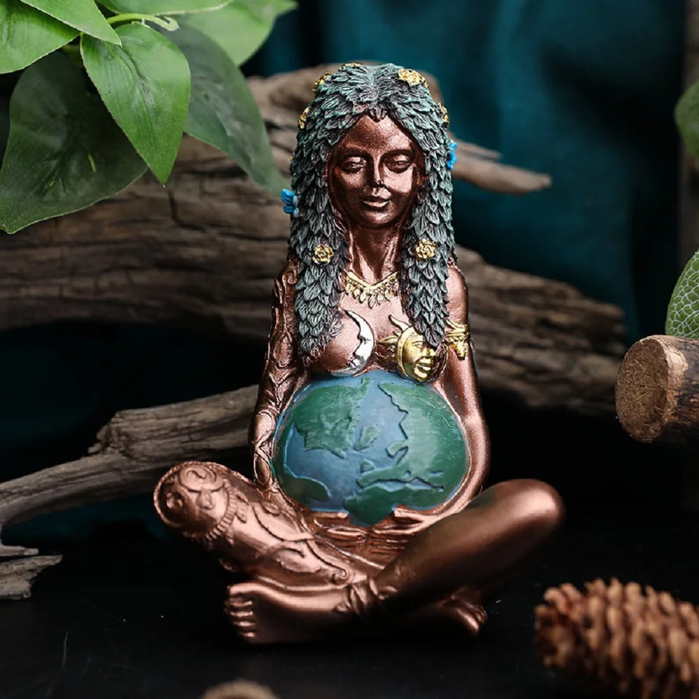 Goddess Statue Gaia Statue Mother Earth Nature Resin Spiritual Figurine Home Room Decor Garden Decoration Earth Day Decoration
