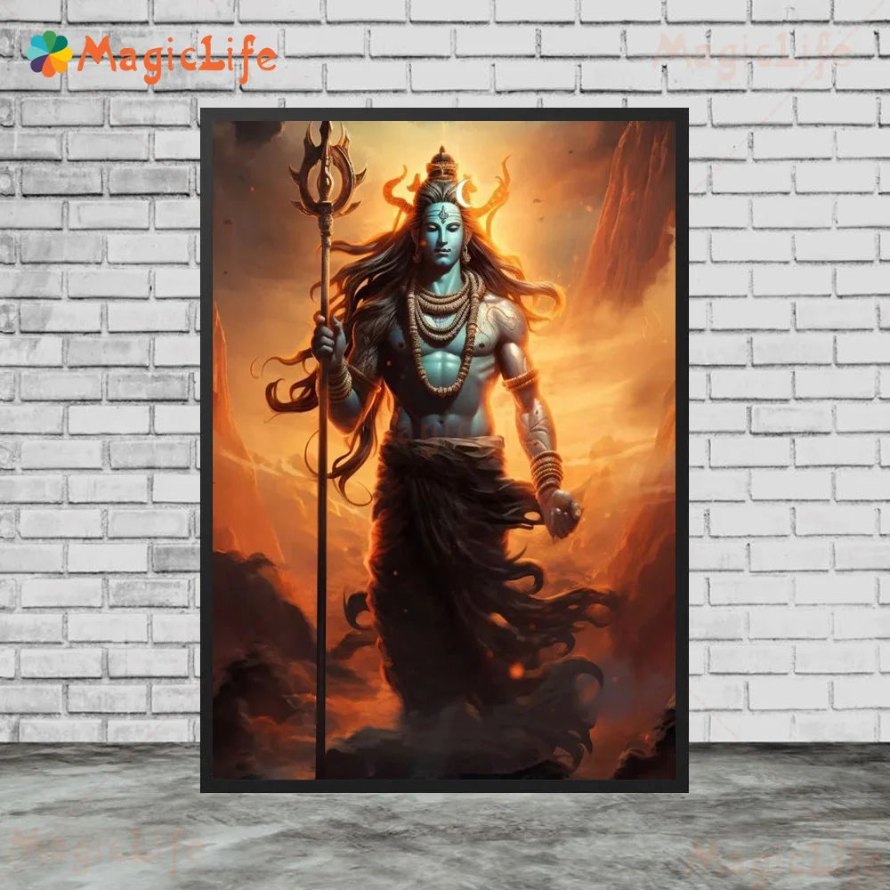 Indian Religion Shiva God Posters Wall Pictures For Living Room Cartoon Poster Home Decor Wall Art Canvas Painting Unframed