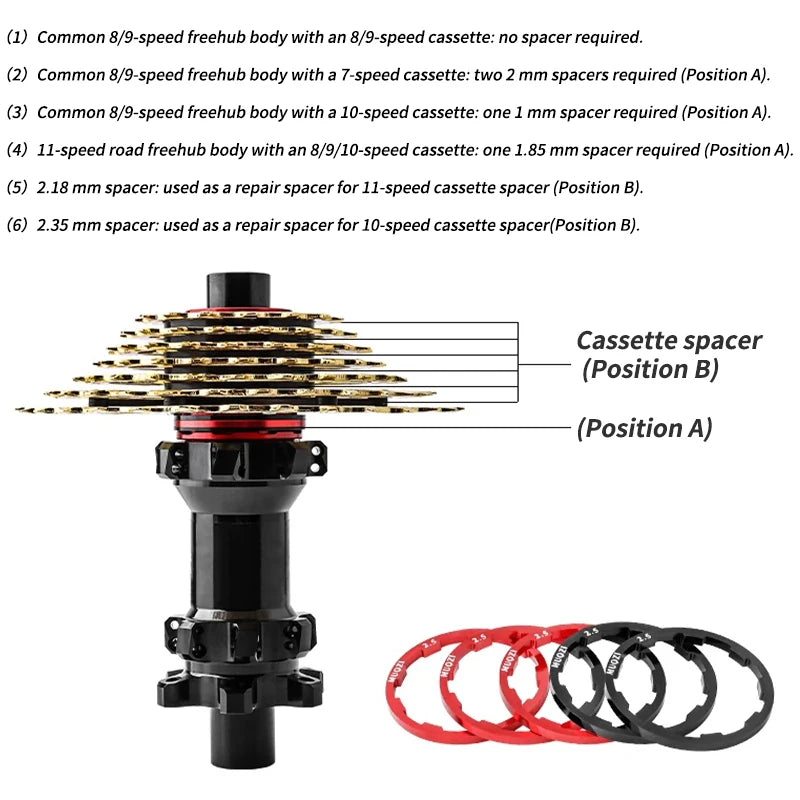 MUQZI 5pcs Cassette Washer 1mm 1.5mm 1.85mm 2mm 2.18mm 2.35mm 2.5mm Flywheel Spacer Bike Hub Washer