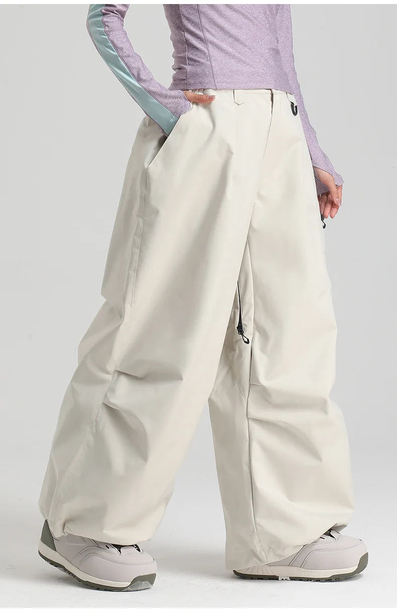 New Loose Ski Pants Women Outdoor Snowboard Windproof Waterproof Warm Solid Work Wear Clothes Breathable Skiing Trousers Men
