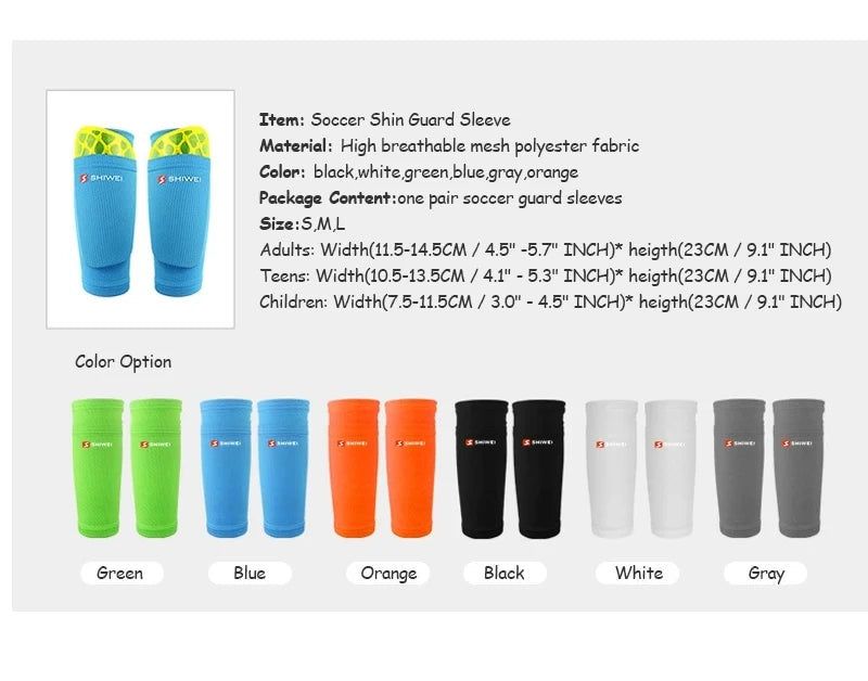 One set of Soccer Shin Guard Pads with Sleeves Kids Child Men Unisex Training Protection football accessories futbol accesorios