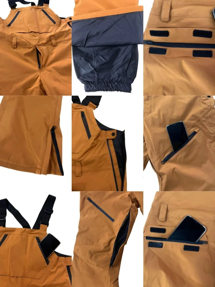 2025 Winter Skiing Pants Outdoor Waterproof Windproof Snow Trousers Men Loose Ski Overalls Snowboard Sport Strap Pants Clothing