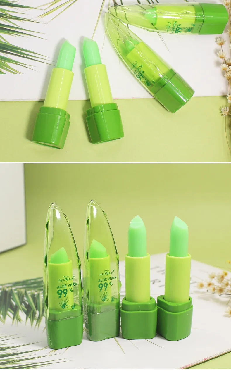 Aloe Vera Color-changing Lipstick,Moisturizes Hydrates Waterproof Non-sticky Long-lasting Tinted Lip Gloss