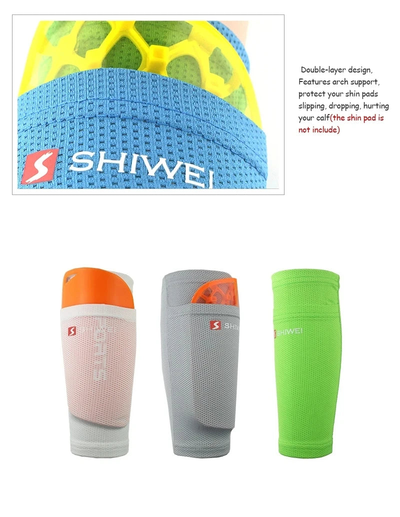 One set of Soccer Shin Guard Pads with Sleeves Kids Child Men Unisex Training Protection football accessories futbol accesorios
